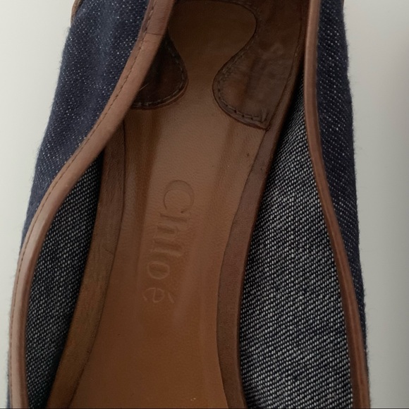 Chloe Denim Leather Flats - Picture 6 of 13